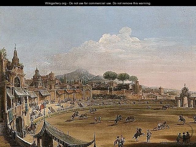 A View Of A Plaza De Toros With Bullfight - (after) Francesco Battaglioli