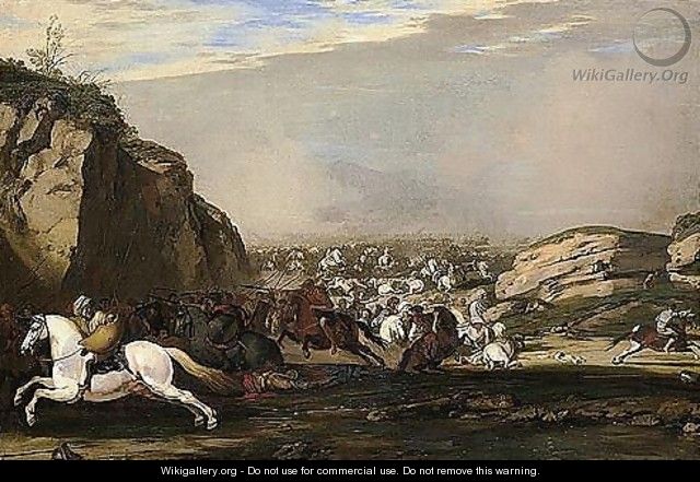 A Cavalry Engagement Between Turks And Christians - Aniello Falcone