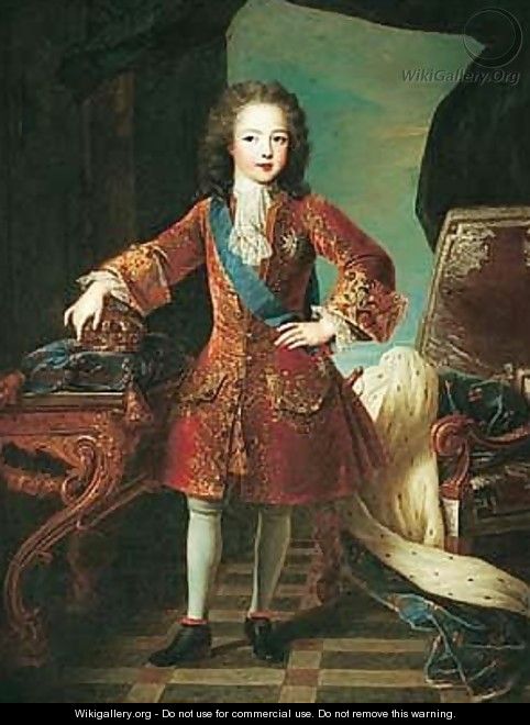 A Portrait Of The Young Louis Xv Of France (1710-1774), Full Length, Standing In A Sumptuous Interior - Pierre Gobert
