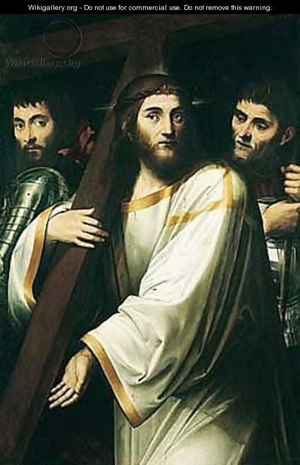 Christ Carrying The Cross, Flanked By Roman Soldiers - (after) Jacopo Ligozzi