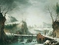 A Winter Landscape With Travellers Crossing A Bridge - Francesco Foschi