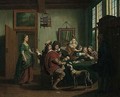 An Interior With Elegant Figures Playing Cards - Jan Jozef, the Younger Horemans