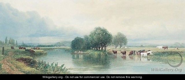 Cattle Watering On The Upper Thames - Edward Duncan
