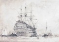 H.M.S. Prince - First-rate, Portsmouth Harbour, 10th June 1828 - Edward William Cooke