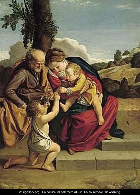 The Holy Family With The Infant Saint John The Baptist In A Landscape - Orazio Gentileschi