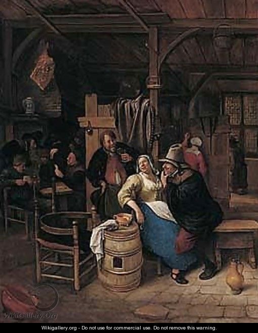 Figures Carousing In A Tavern Interior - Jan Steen