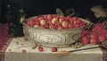 Still Life Of Fraises-de-bois In A Wan-li Porcelain Bowl, Redcurrants, Cherries, A Spoon And A Roemer On A Draped Table - Nicolaes Gillis