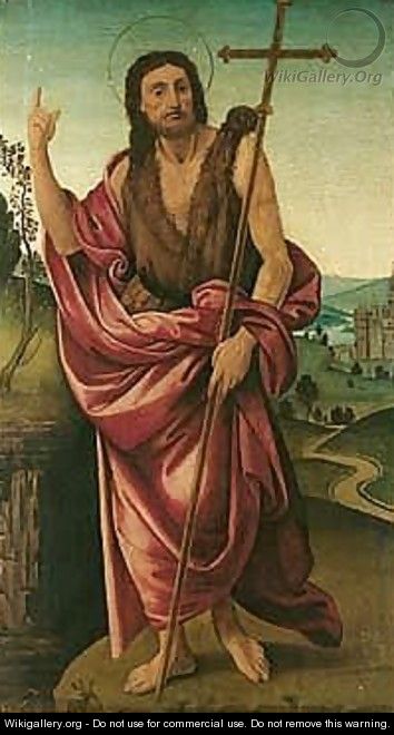 Saint John the baptist in a landscape - The Master Of The Campana Cassoni