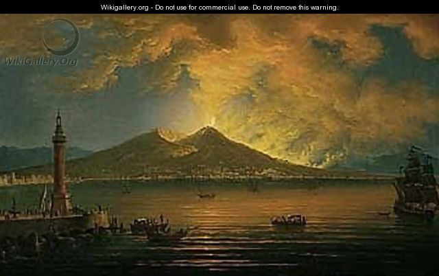 Naples, A View Of The Bay With The Eruption Of Vesuvius - Pietro Antoniani