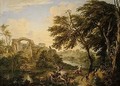 An Italianate Landscape With Drovers And Fishermen On The Banks Of A River - Andrea Locatelli
