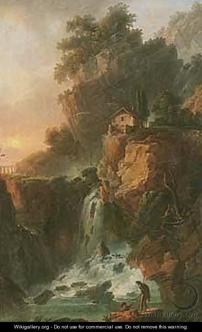 A View Of The Large Cascade At Terni Outside Rome, Near Foligno - Claude Louis Chatelet