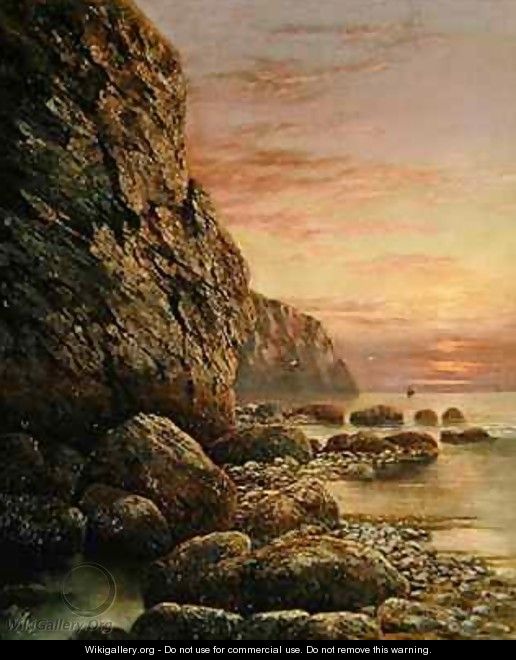 Seascape with Cliff at Sunset 2 - J. H. Blunt