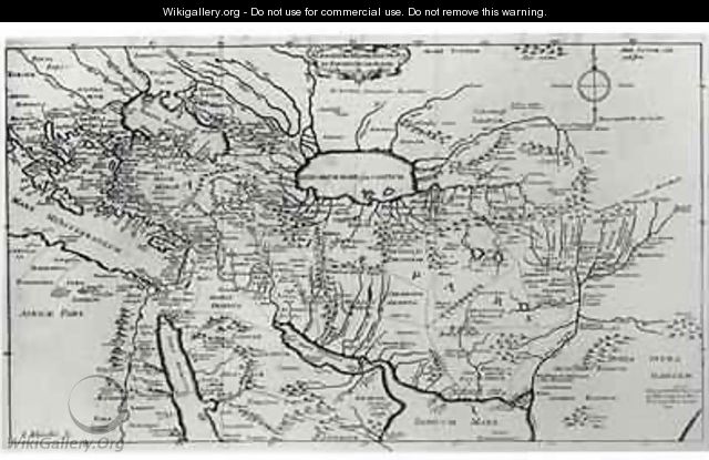 Map of the Travels and the Expeditions of Alexander the Great (356-323 BC) in Asia - Jean Blanchin