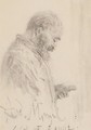 Study Of A Man Holding A Sketch Pad And A Box Of Pencils - Adolph von Menzel