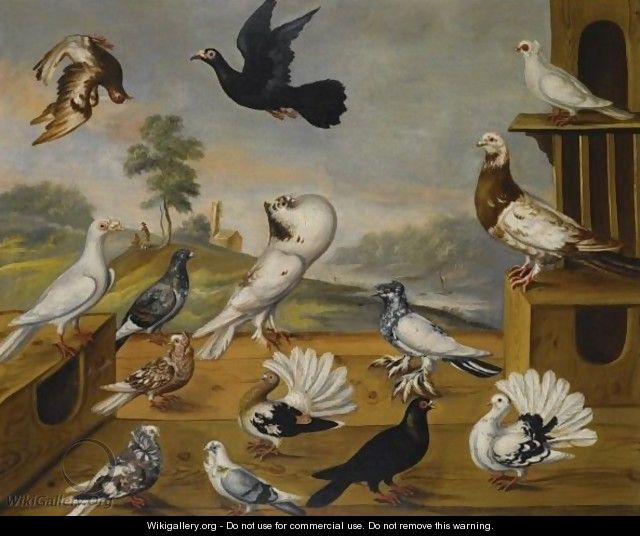Pigeons In A Landscape - English School