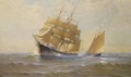 Clipper Ship And Sailboat - Marshall Johnson