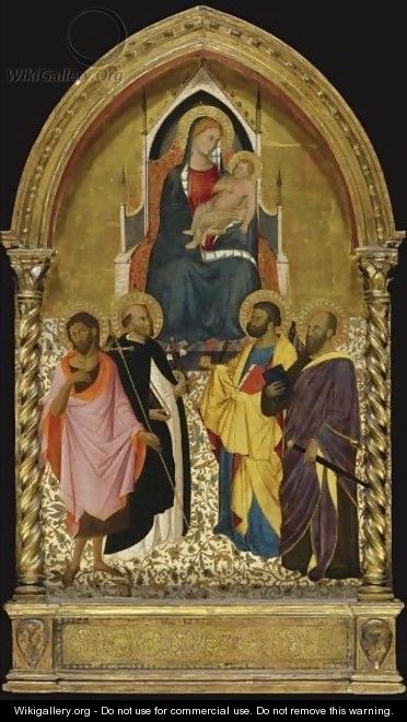 Virgin And Child With Saints John The Baptist, Dominic, Peter, And Paul - Niccolo di Pietro Gerini