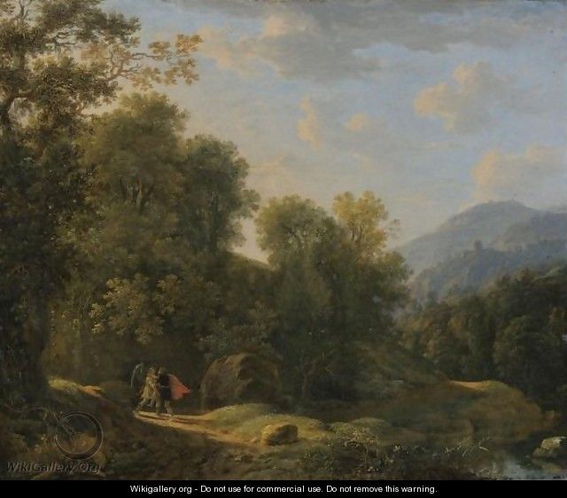 Landscape With Jacob Wrestling With The Angel - (after) Herman Van Swanevelt