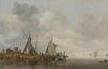 Fishing Boats Moored At An Embankment - Jan van Goyen