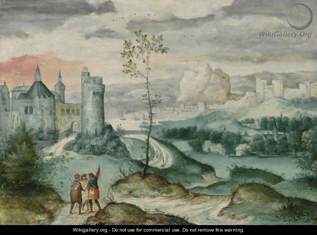 Landscape With Christ On The Road To Emmaus - Belgian Unknown Masters