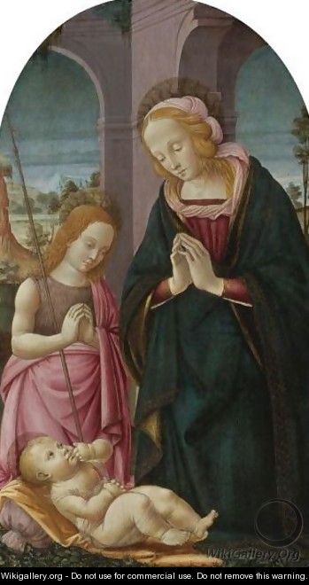 Madonna And The Young St. John The Baptist Adoring The Christ Child - Italian Unknown Master