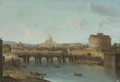 Rome, A View Of The Tiber With The Ponte And Castel Sant'Angelo, St. Peter's Basilica And The Vatican Beyond - Antonio Joli