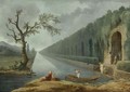 Garden Scene With A Canal - Hubert Robert