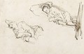 Two Studies Of A Woman Asleep On A Pillow - (after) Harmenszoon Van Rijn Rembrandt