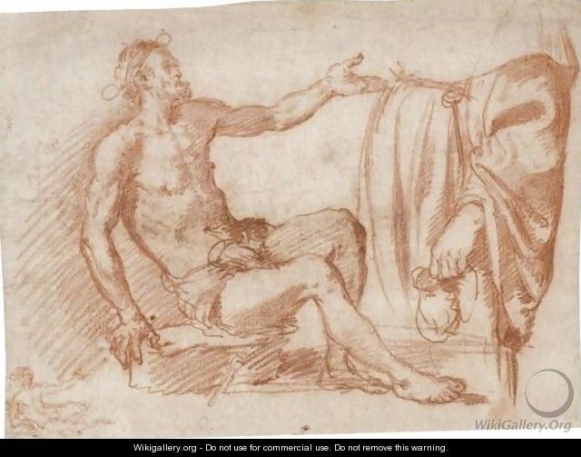 Study Of A Seated Beggar And Of A Standing Figure Holding A Purse - Jacopo Confortini