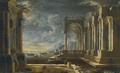 Classic Ruins With Fountain On The Sea - Leonardo Coccorante