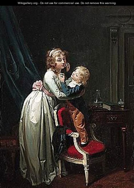 A young boy applying his sister