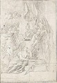 Design For A Frontispiece, With Minerva, Putti Holding A Shield, Fame And Time Around A Bust, And A Putto Above Holding A Circular Glass Marked With A Cross Which Directs Beams Of Light Onto The Bust - Sebastiano Ricci