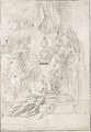 Design For A Frontispiece, With Minerva, Putti Holding A Shield, Fame And Time Around A Bust, And A Putto Above Holding A Circular Glass Marked With A Cross Which Directs Beams Of Light Onto The Bust - Sebastiano Ricci