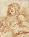 A Study For A Figure Of Neptune, Half-length, Seated - Giovanni Francesco Guercino (BARBIERI)