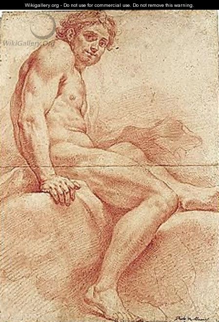 Study Of A Seated Male Nude - Paolo di Matteis