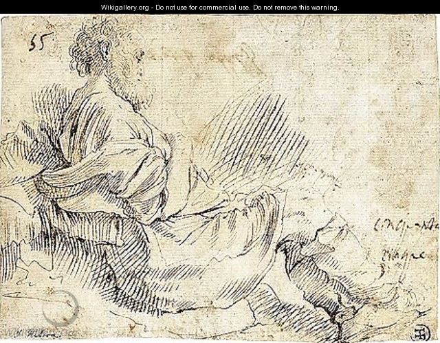 A Bearded Man Seated On The Ground - Giovanni Battista Caracciolo