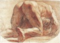 A crouching man, seen from behind - (after) Annibale Carracci
