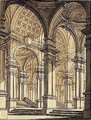 A Palace Courtyard With Arches Leading To Flights Of Steps - Pietro Gonzaga