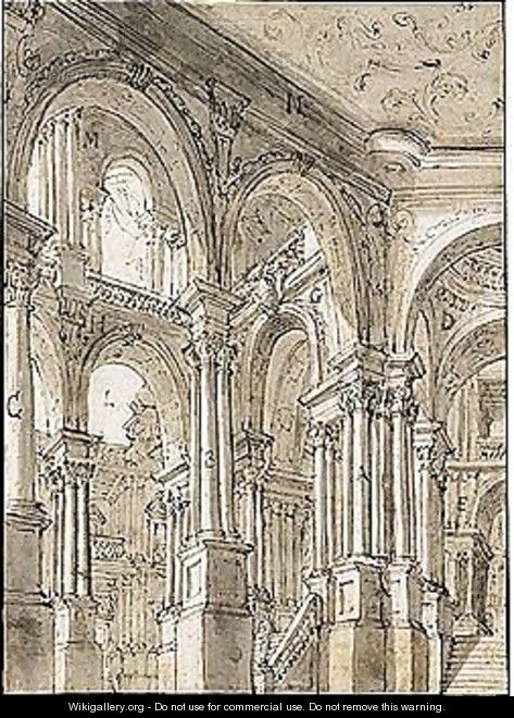 An Intricate Series Of Porticoes - (after) Giuseppe Galli Bibiena