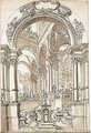 An Elaborate Portico Seen Through An Arch - (after) Giuseppe Galli Bibiena