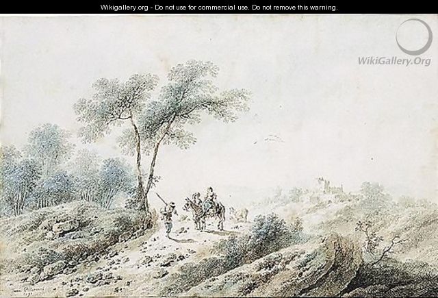 Peasants On A Road In A Landscape - Jean-Baptiste Pillement