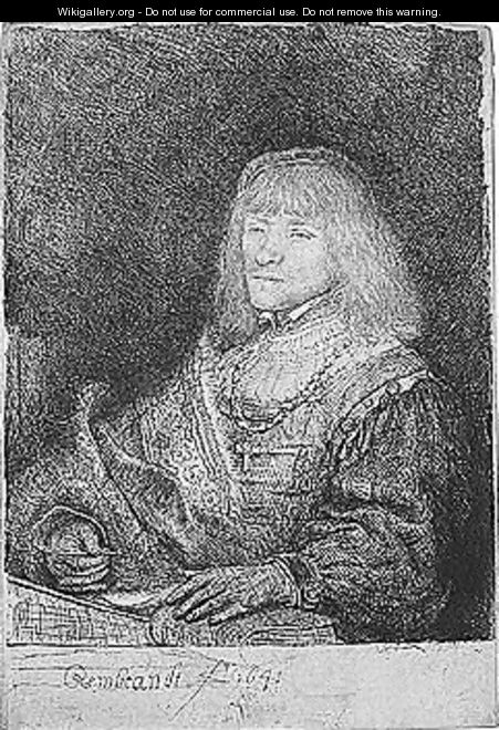 Man at a desk wearing a cross and chain 2 - Rembrandt Van Rijn