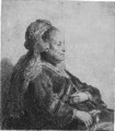 The artist's mother seated, in an oriental headdres - Rembrandt Van Rijn