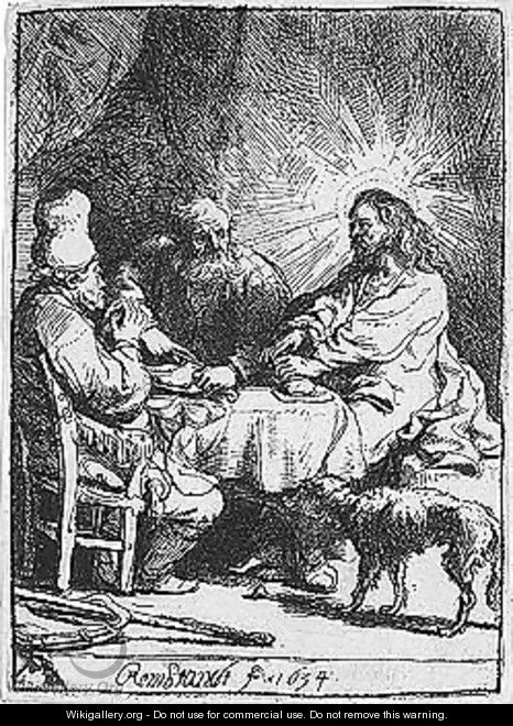 Christ at Emmaus 3 - Rembrandt Van Rijn