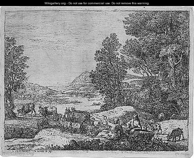 Shepherd and shepherdess conversing in a landscape - Claude Lorrain (Gellee)