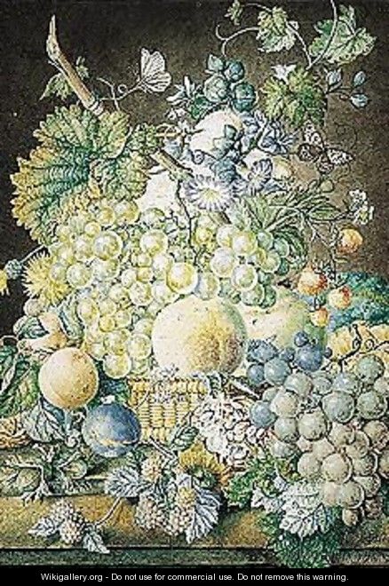 An Elaborate Still Life Of Fruit And Flowers - Oswald Wijnen
