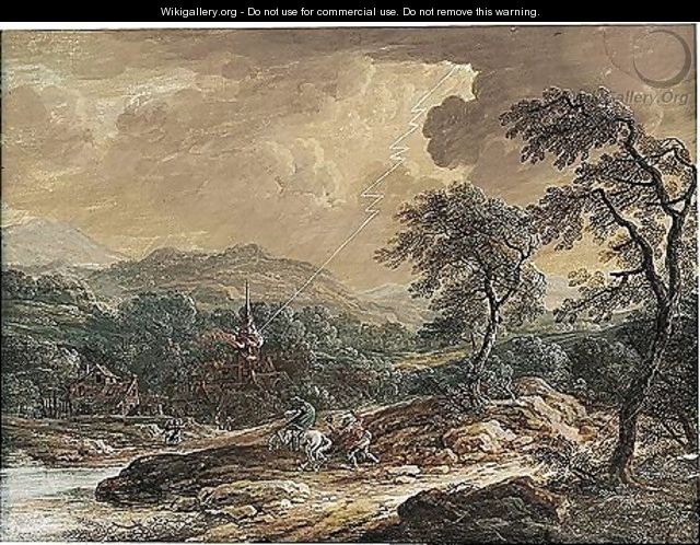Landscape With A Church Struck By Lightning - Johann Christoph Dietzsch