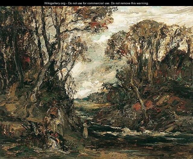 Figures By A Woodland Stream - William Mouncey