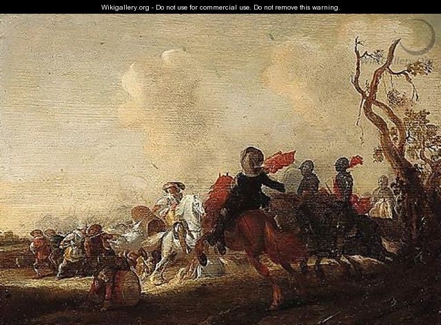 A skirmish between cavalry and infantry - (after) Anthonie Palamedesz. (Stevaerts, Stevens)