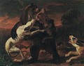 Hounds Attacking A Bear In A Landscape - Abraham Danielsz Hondius